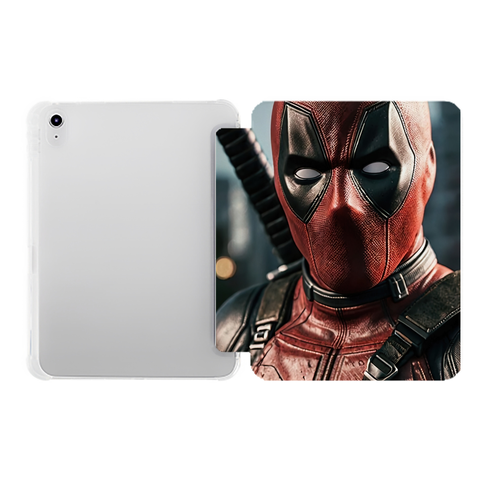 （画像用） Deadpool デッドプール IPad ケース ペン収納付き 三つ折りスタンド PUレザー×シリコン 対応機種9.5/10.5/10.9インチ
